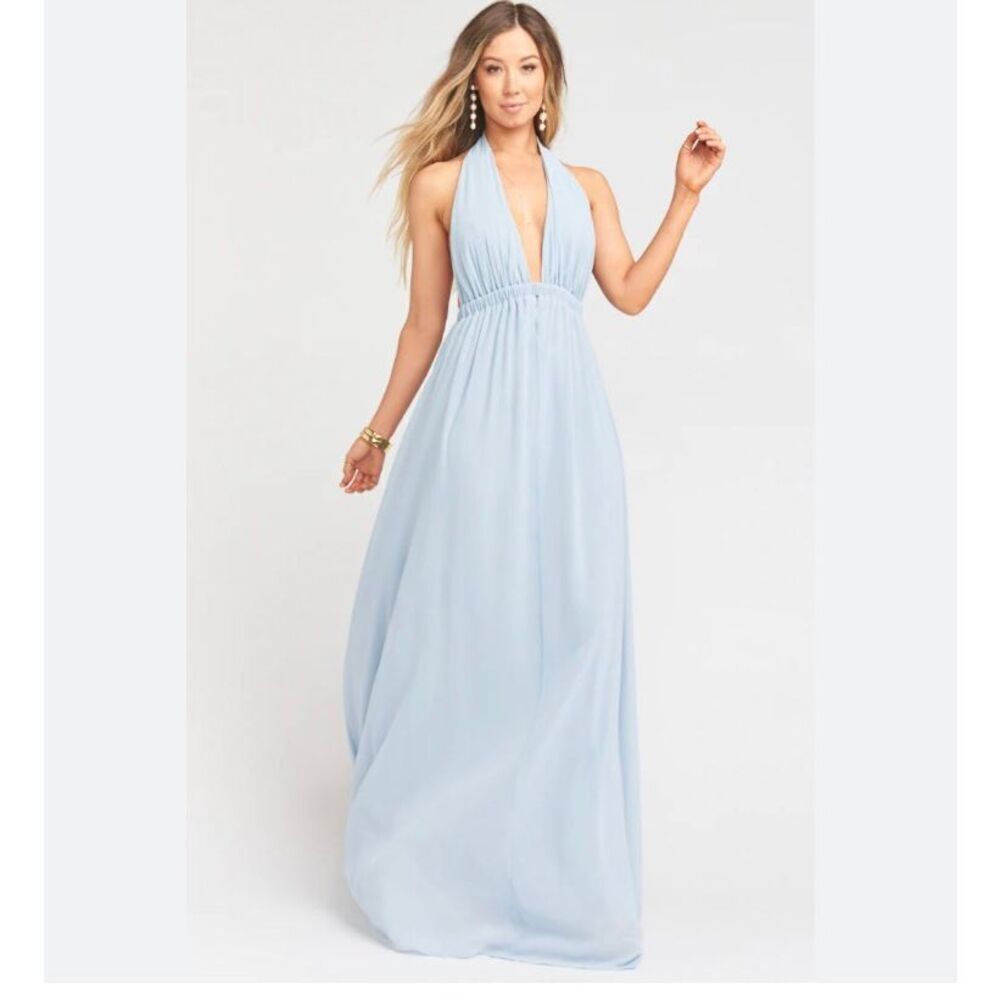 Show me your MuMu Luna halter dress gray blue size small - Picture 5 of 5